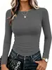 Blusas femininas de manga comprida justas da Amazon para uso transfronteiriço, camisetas básicas casuais para uso ao ar livre, atacado em pequenas quantidades