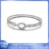Pulsera Panjia Dora de Cobre Blanco Plateado Forma de 8 para DIY Microincrustada con Circonita Pulsera Abierta Joyería Regalo de Vacaciones para Mujeres Versátil