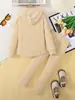 Conjunto de Chándal con Sudadera de Punto Cepillado Grueso Estilo Europeo y Americano para Niñas, Producto Nuevo Transfronterizo
