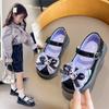 Zapatos Lolita Dulces para Niñas 2026 Nuevos Zapatos Pequeños de Cuero Lolita Versátiles Zapatos Kuromi Morados