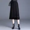 Elegante y con estilo falda de encaje patchwork para mujer, nueva colección otoño 2026, falda de línea A de cintura alta estilo coreano que crea un efecto adelgazante