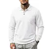 Camisa Polo Masculina de Malha Waffle para Outono, Transfronteiriça, Resistente, Simples, Casual, para o Dia a Dia, Respirável, com Gola de Lapela, Manga Longa