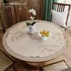 Nuevo Mantel Redondo para Mesa de Comedor Estilo Chino, Impermeable al Aceite, Impermeable, Mantel de Cuero Lavable, Lujo Ligero, Sensación de Alta Gama, Mantel Protector de Superficie de Mesa