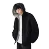 Sudadera con capucha y doble cremallera de peso pesado americano para hombre, Otoño Invierno, Piqué, Atractiva, Chaqueta Casual, Espesa, Bloque de Color, Cárdigan de Pareja