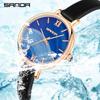 Sanda Transfronterizo Nuevo Retro Verde Pavo Real Estrella Brillante Esfera Pequeña Reloj de Cuarzo para Mujer Moda Esfera Romana