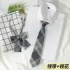 Conjunto de Corbata Gris para Pareja Decoración de Camisa Perezoso Sin Corbata Estilo Estudiante Universitario Accesorios de Pajarita Japonesa JK