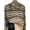 Suéter de punto a rayas para mujer, corte ajustado, ligero, diseño nuevo para primavera y otoño, de manga larga, versátil, top elegante