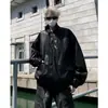 Chaqueta de Cuero de Color Sólido para Hombre Primavera y Otoño Retro Americano Holgada de Marca de Moda Chaqueta de Cuero Pu para Motocicleta Estilo Maillard