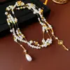 Collar con Conjunto de Flor de Zirconia Estilo Palacio Medieval Joyería Exquisita Versátil de Lujo Ligero Nicho de Alta Gama