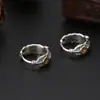 Brincos de prata de lei S925 com cobre, tendência de pena, personalidade masculina e feminina, moda retrô, brincos de prata tailandesa