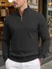 Sudadera con cremallera media y cuello alto, de jacquard texturizado con rayas verticales, estilo americano, para hombre, de manga larga, informal, para uso diario.