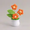 Planta Puf Tecida à Mão Planta em Vaso Decoração de Mesa de Escritório Flor Artificial de Tricô de Natal Pequeno Presente Atacado