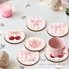 Productos de decoración transfronterizos con etiquetado y dropshipping, posavasos anti-quemaduras, posavasos de madera para frutas, manualidades rosas, dropshipping de una sola pieza