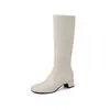 Botas elásticas ajustadas de estilo británico, a la moda y sencillas, de 4,5 cm, nuevo modelo otoño e invierno 2026, punta redonda, tacón grueso, botas largas hasta la rodilla