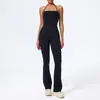 Mono deportivo de yoga halter con realce de glúteos estilo europeo y americano, ropa de fitness acampanada casual LT04
