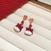 Aguja de Plata Estilo Chino Nuevo Zirconio Moneda de Cobre Año del Zodiaco Caballo Pendientes Nicho Pendientes de Alta Gama Pendientes de Moda de Lujo Ligero para Mujeres