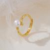 Anillo de Dedo Índice de Perla de Agua Dulce Transfronterizo para Mujer, Diseño de Nicho, Anillo de Nudo de Bambú Dorado, Anillo Moderno y Único, Joyería Exquisita