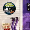 Decorações de porta redondas tridimensionais de madeira maciça personalizadas criativas transfronteiriças para Halloween placa de porta pendurada de madeira
