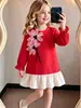 Vestido de Moda Otoñal Transfronterizo para Niñas 2026 con Flores Tridimensionales y Dobladillo Fruncido