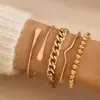 Joias Transfronteiriças Europeias e Americanas, Pulseiras Metálicas Multicamadas Modernas e Simples, Pulseiras de Corrente Geométrica Retrô para Atacado