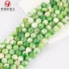Fuente al por mayor piedra natural doble color calcedonia cuentas sueltas verde tipos color jade pulsera de cuentas redondas accesorios DIY con cuentas