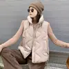 Moda Otoño/Invierno 2026 Chaleco de Algodón con Cuello Alto, Chaleco Elegante Bloque de Color Estilo Coreano, Chaqueta de Mujer Estilo Coreano
