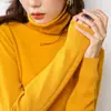 Suéter de Cuello Alto de Punto Corto con Cuello de Pila, Camiseta Básica de Color Puro para Mujer, Estilo Coreano, Manga Larga, para Otoño e Invierno