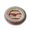 Cama Calmante para Gatos em Formato de Donut Listrado Boêmio Colorido com Estampa Étnica Fair Isle Pelúcia Lavável