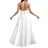 Vestido de Verano Nuevo Transfronterizo Popular para Mujer con Escote en V Profundo Estilo Bohemio con Cinturón para Boda Festival Fiesta