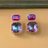 Aretes Europeos y Americanos Transfronterizos Retro Barrocos de Pedrería Geométrica Colorida, Aretes Femeninos Simples de Alta Gama
