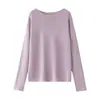 Brisa MarinhaSimples EleganteGaze WashiGola RedondaBainha DobradaSuéterFinoSoltoEmagrecimentoCasual Top