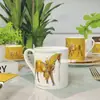 Prato de Jantar Ocidental em Porcelana Fina Estilo Europeu de Luxo Leve Prato de Espetinho para Casa Xícara de Café para Banquete Bule Caneca de Presente para Escritório