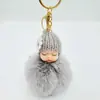 Llavero de Muñeca Durmiente Linda de Imitación de Piel de Conejo Rex Hecha por el Fabricante Colgante de Bola de Pelo para Bolso de Bebé Niña Durmiente Linda Regalo