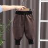Calça de Inverno Espessa de Veludo Nova 2024 Infantil Acolchoada e de Veludo Xadrez Espessa Quente e Xadrez Casual