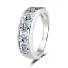 Anel S925 Prata Esterlina Inlaid Moissanita Estilo Popular Europeu Simples Moda Versátil Unissex Mesmo Estilo Anel Fechado Atacado