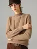 Suéter de cashmere 100% puro de sete agulhas espessado para mulheres, gola semi-alta, mangas compridas, pulôver, camada base de tricô versátil para outono e inverno