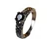 Anillo de Doble Capa Negro con Circonita Negra de Nuevo Estilo Oscuro Transfronterizo, Anillos Cuadrados Geométricos de Venta Caliente, Nicho de Alta Gama para Parejas