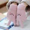 Guantes Lindos de Oso Otoño e Invierno para Mujer Calientes Estilo Coreano Estudiante Guantes Resistentes al Viento y al Frío con Pantalla Táctil Forro de Felpa y Engrosados