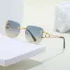 [Personalizado] Elegantes Gafas de Sol Sin Montura con Borde Cortado para Mujer, Modernas Gafas de Sol con Varillas de Leopardo de Personalidad para Hombre, Gafas de Sol al por Mayor Transfronterizas
