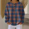 Sudadera tipo polo de punto gofrado para mujer Amazon 2026, tres botones, cuello alto, nuevo vintage, estampado digital 3D