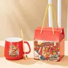 Taza de regalo, caja de regalo para taza tibia, taza de agua de cerámica, juego de tazas con logotipo personalizado con cuchara