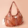 Bolsos Europeos y Americanos de Nicho Transfronterizos para Mujer Bolsos de Hombro Cruzados Lavados y Teñidos Estilo Retro Bolsos Tote Moda al por Mayor