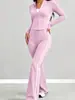 Nuevo conjunto de yoga de rayas transfronterizo de cintura alta para correr y ejercicio, levantamiento de glúteos color durazno, conjunto elástico de dos piezas con sensación de piel desnuda