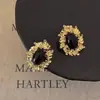 Pendientes Vintage de Plata con Forma de Rombo y Gota de Aceite Estilo Palacio Retro Exquisitos Pendientes de Botón Lujo Ligero Pendientes de Gama Alta