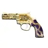 Brinquedo de galinha cinco garras Dragão Dourado roxo com elástico dourado Pistola de brinquedo liga revólver de metal pode explodir Modelo 13cm
