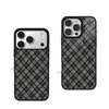 Funda para Teléfono con Patrón de Pintura de Color UV con Estampado de Rombos Diagonales Negro y Gris Funda de Vidrio para Teléfono iPhone17promax