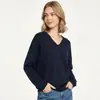 Suéter de punto de marca de moda de comercio exterior transfronterizo de Amazon MAX original con cuello en V de color sólido color dopamina de cuello redondo para mujer