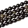 Fabricante de Joyería Qinpei Venta al por Mayor Obsidiana Dorada Cuentas Redondas Productos Semiacabados 6-20mm Cuentas Sueltas Accesorios para Joyería DIY Cuentas para Pulseras