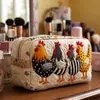 Bolso acolchado con patrón de pollito lindo transfronterizo, bolsa de cosméticos multifuncional, impresión digital, directo del fabricante