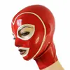 Capucha Roja de Látex Máscara Sexy Cremallera en Catsuit de Látex Cosplay Fiesta Gay Fetichismo